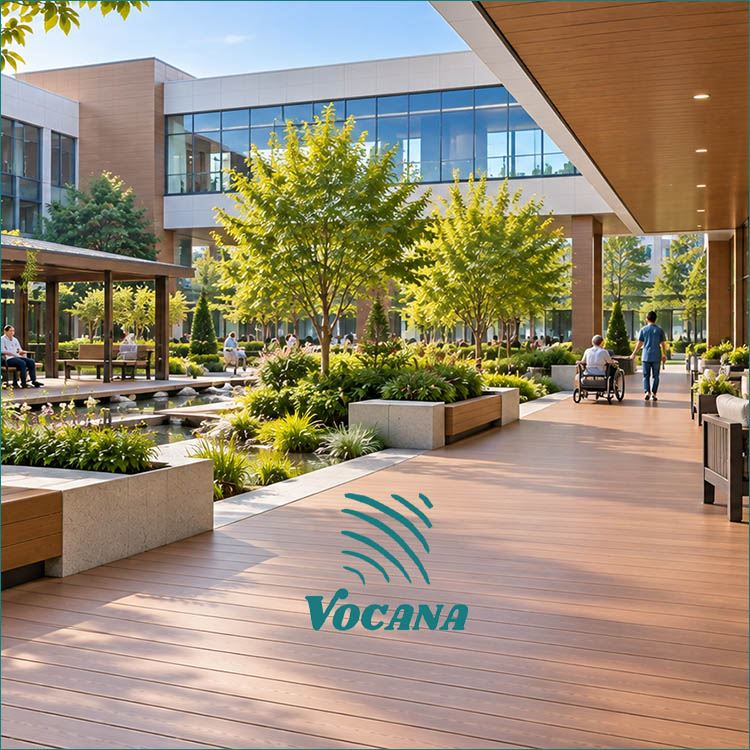 Decking in WPC per giardini curativi ospedalieri|Vocana